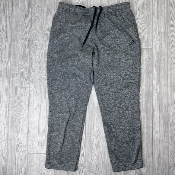 Adidas Climawarm Joggers Fleece Lined Sweatpants Heather AY8871 Dark Gray Men XL - Picture 1 of 12
